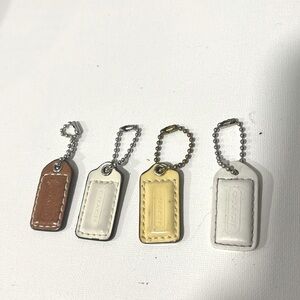 Coach Leather Bag Tags Hang Tag 4 Bundle Lot White Cream Pale-Yellow Brown 1.5in